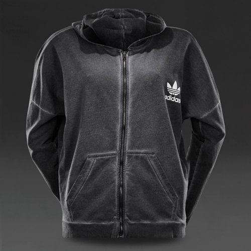 Adidas Originals Washed Zip Hoodie Dark Grey for Women